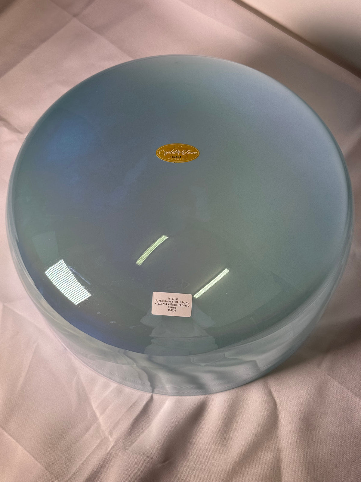 16" C-30 SuperGrade Temple Bowl, Aqua Aura Gold, Frosted Inside