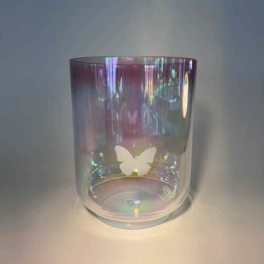 6" C#-50 SUPERGRADE, PLATINUM, VIOLET FLAME AURA (RIM) BUTTERFLY BOWL