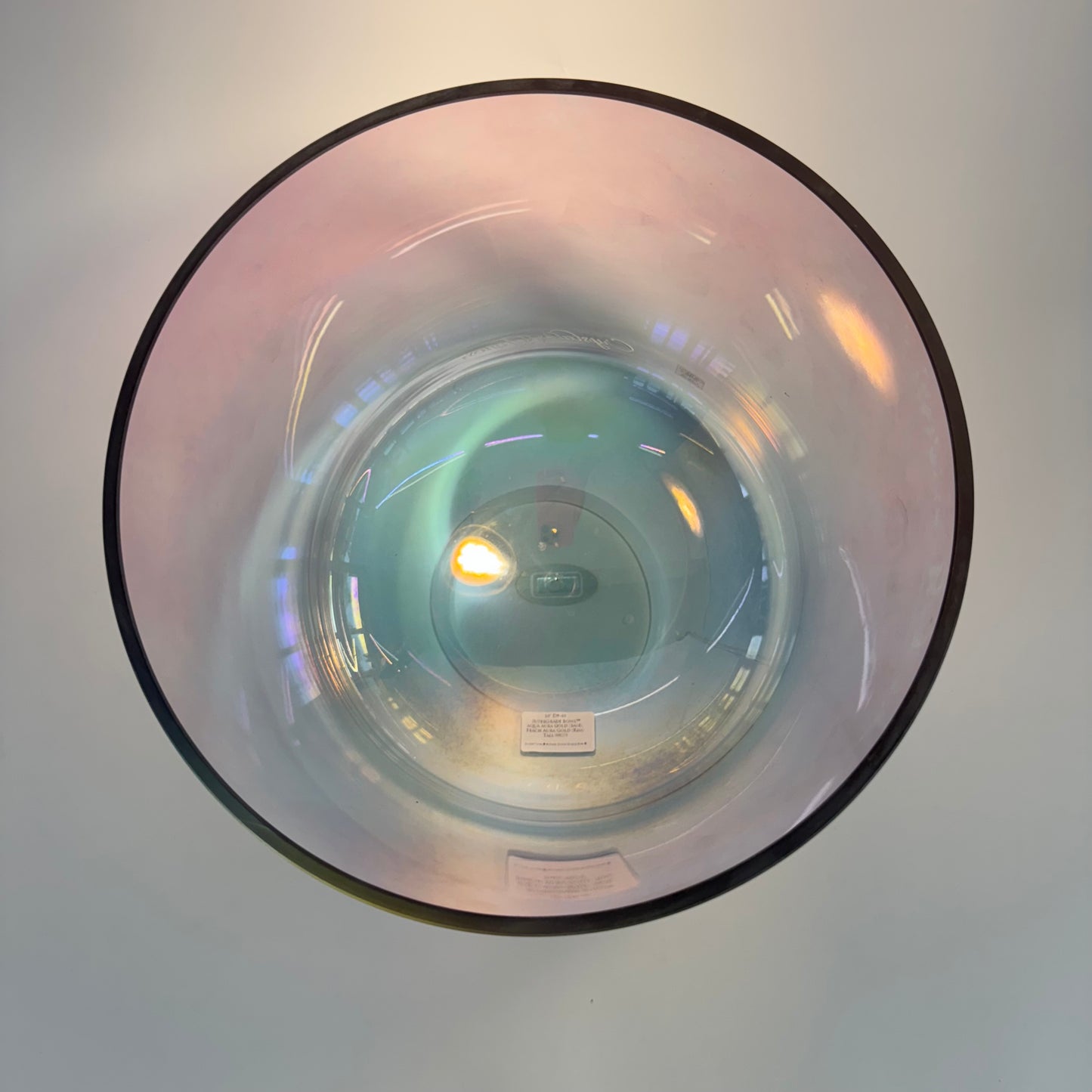 10" D#-40 SUPERGRADE, AQUA AURA GOLD (BASE) PEACH AURA GOLD (RIM) TALL BOWL