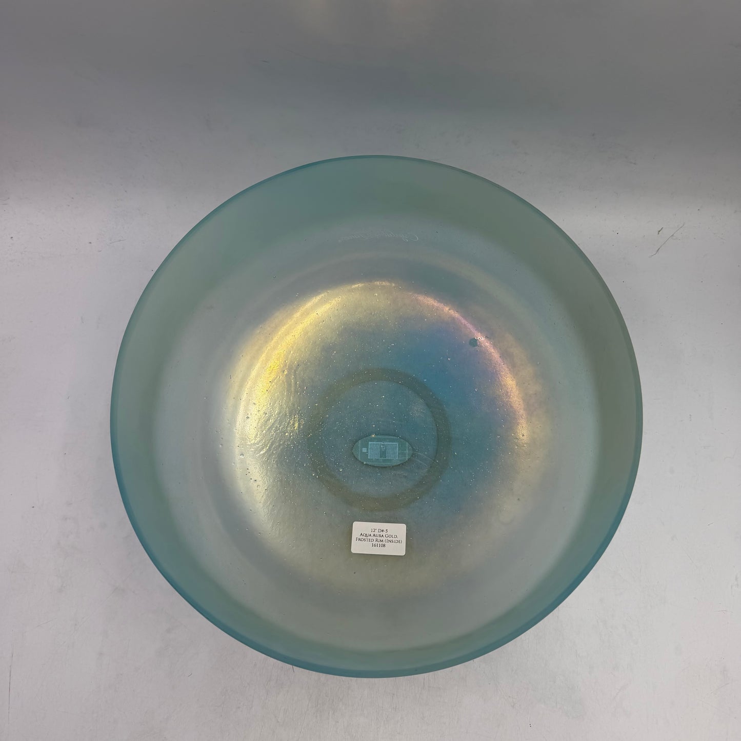 12" D#-5 Aqua Aura Gold, Frosted Rim Inside