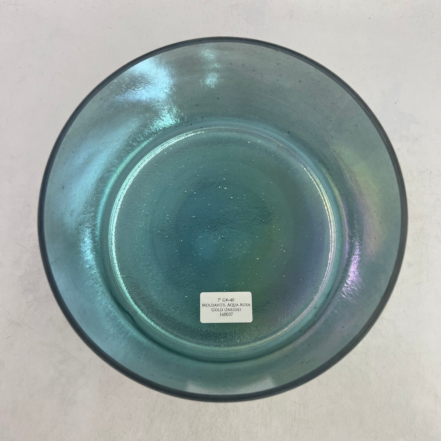 7" G#+40 Moldavite, Aqua Aura Gold (Inside)