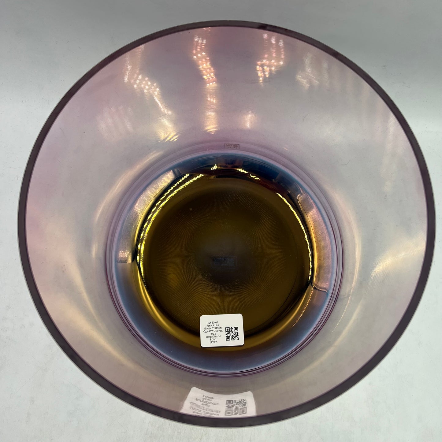 10" D+40 PINK AURA GOLD, TIBETAN QUARTZ COPPER BASE SUPERGRADE BOWL