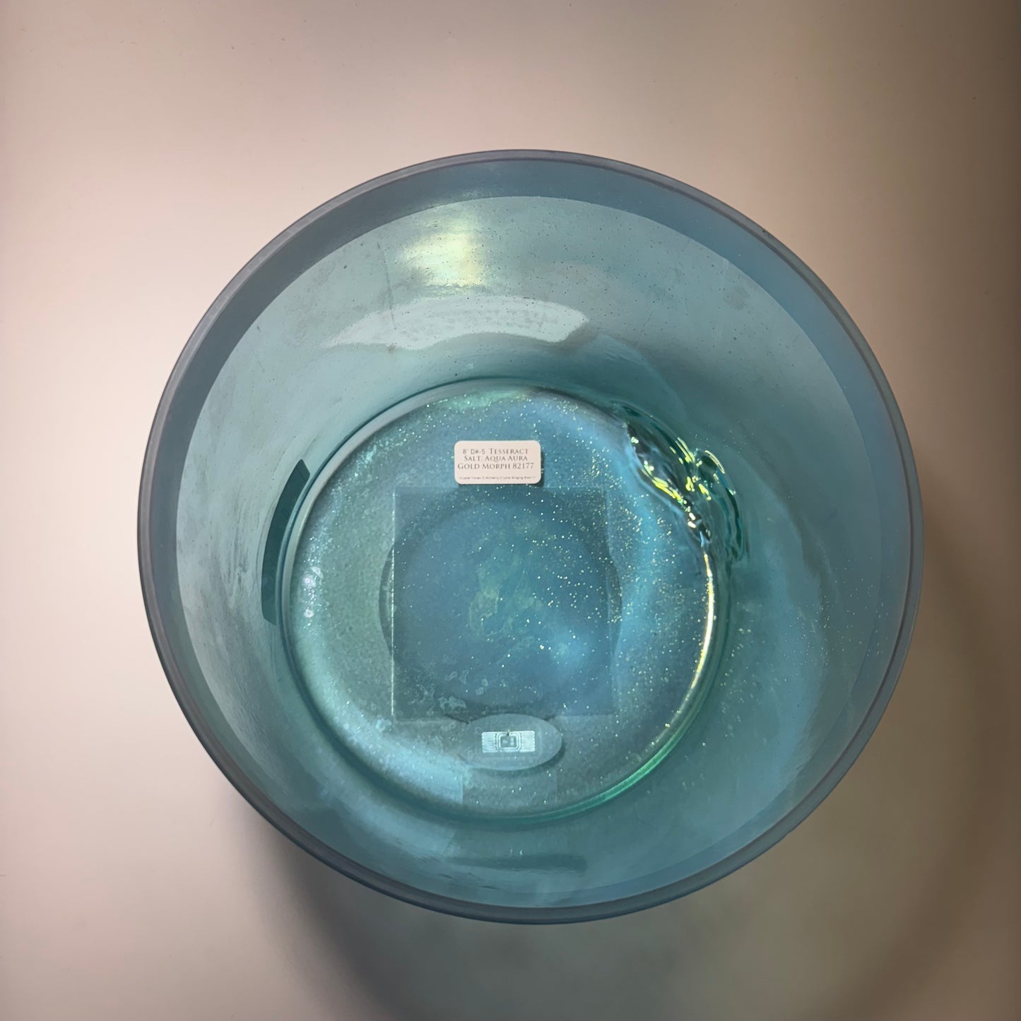 8" D#-5 TESSERACT SALT, AQUA AURA GOLD MORPH BOWL