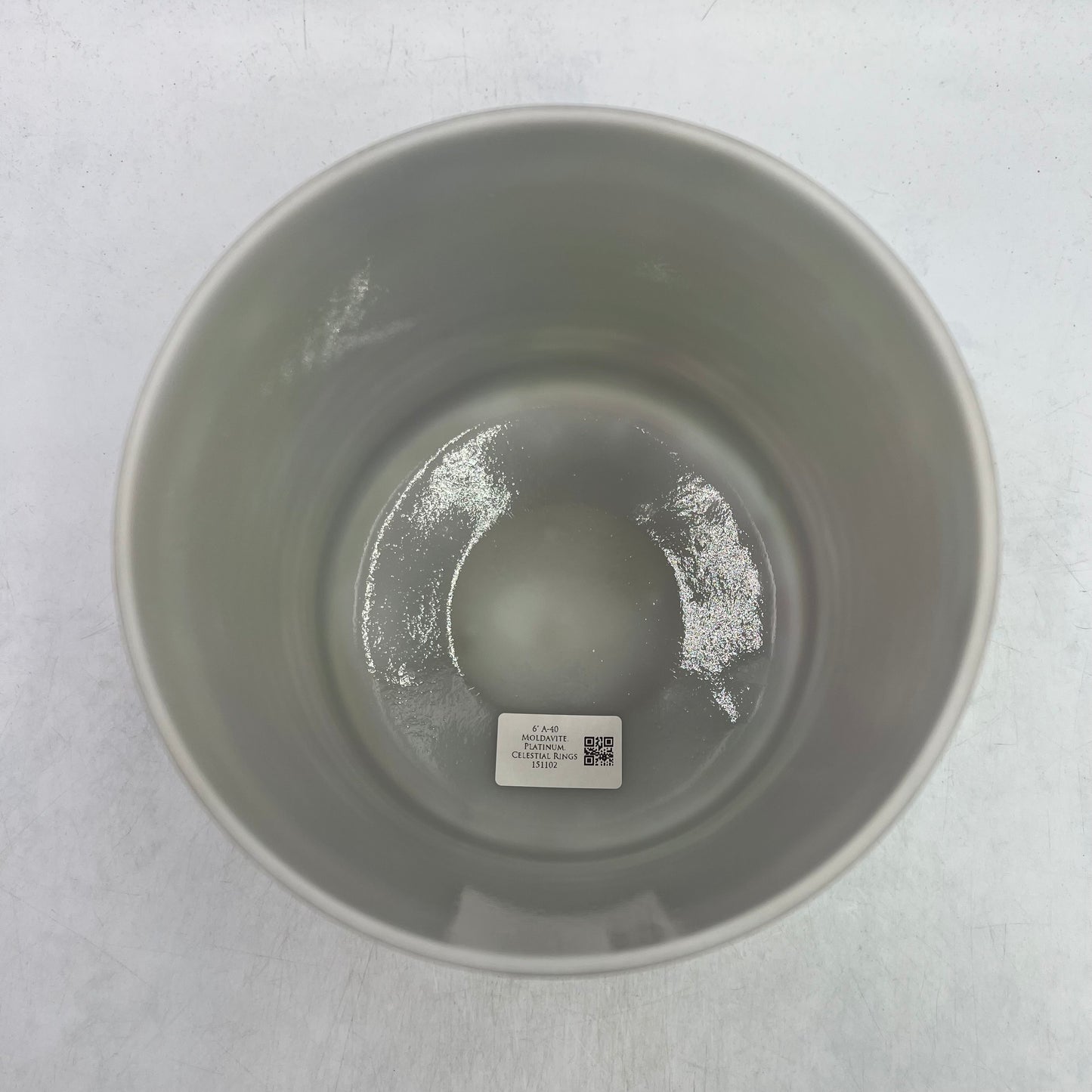 6" A-40 MOLDAVITE PLATINUM, CELESTIAL RINGS
