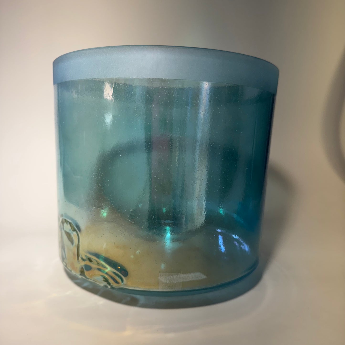 8" D#-5 TESSERACT SALT, AQUA AURA GOLD MORPH BOWL