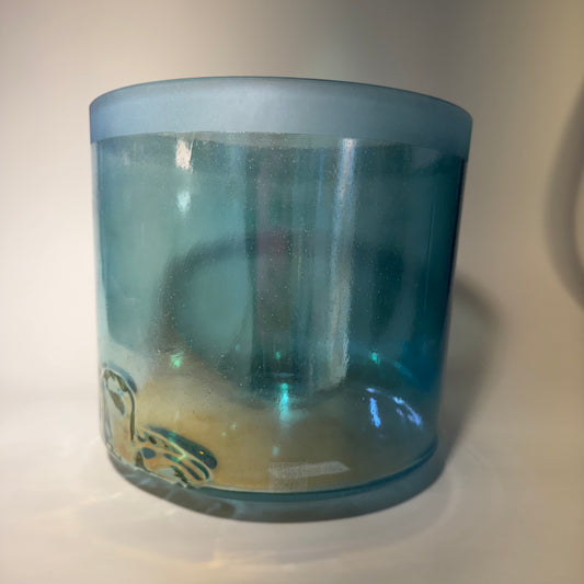 8" D#-5 TESSERACT SALT, AQUA AURA GOLD MORPH BOWL