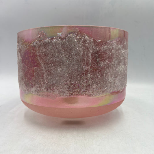 10" C#-10 LEMURIAN SEED, ROSE QUARTZ PLATINUM FROSTED RIM INSIDE FROSTED BASE
