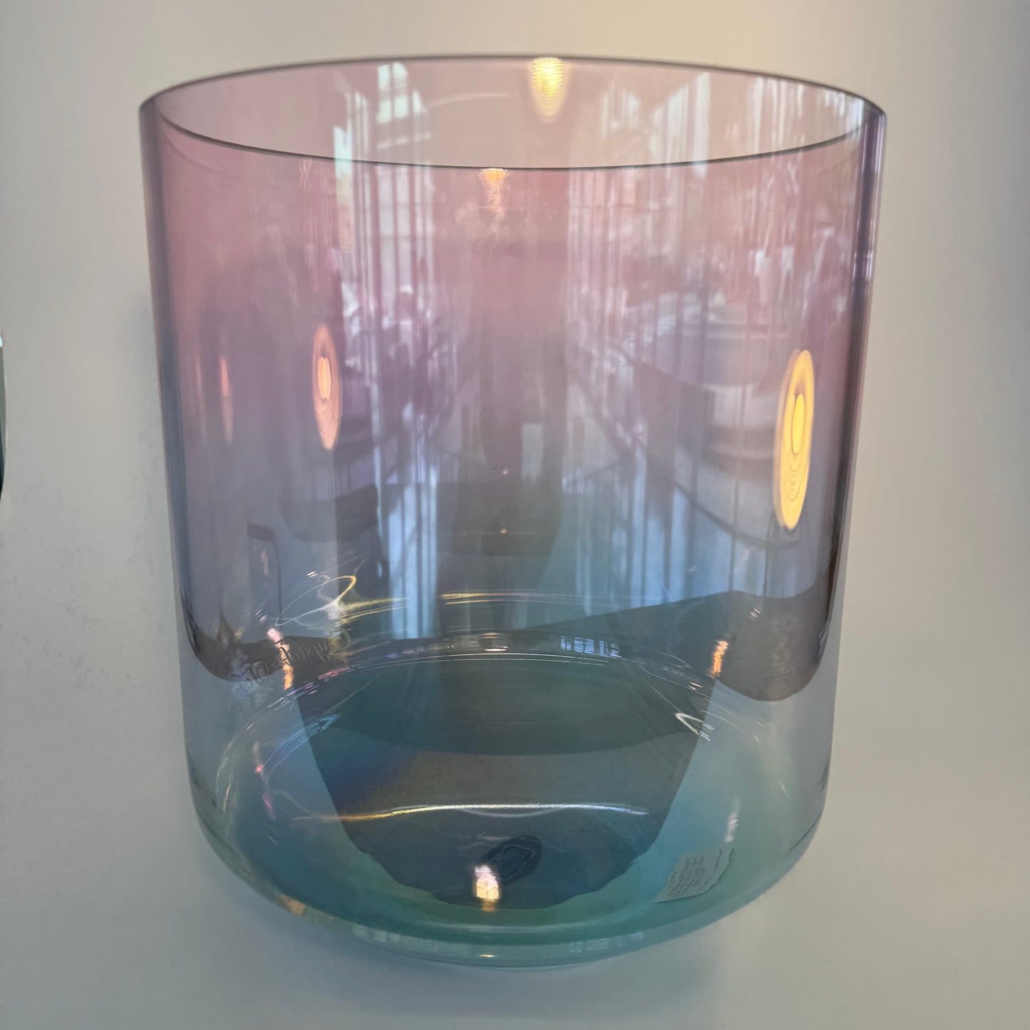 10" D#-40 SUPERGRADE, AQUA AURA GOLD (BASE) PEACH AURA GOLD (RIM) TALL BOWL