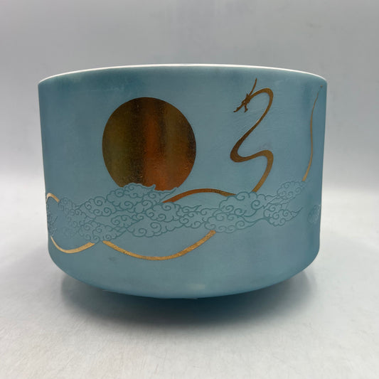 9" B+45 OCEAN GOLD. PLATINUM (INSIDE) W/ GOLD SUN MOON DRAGON FROSTED