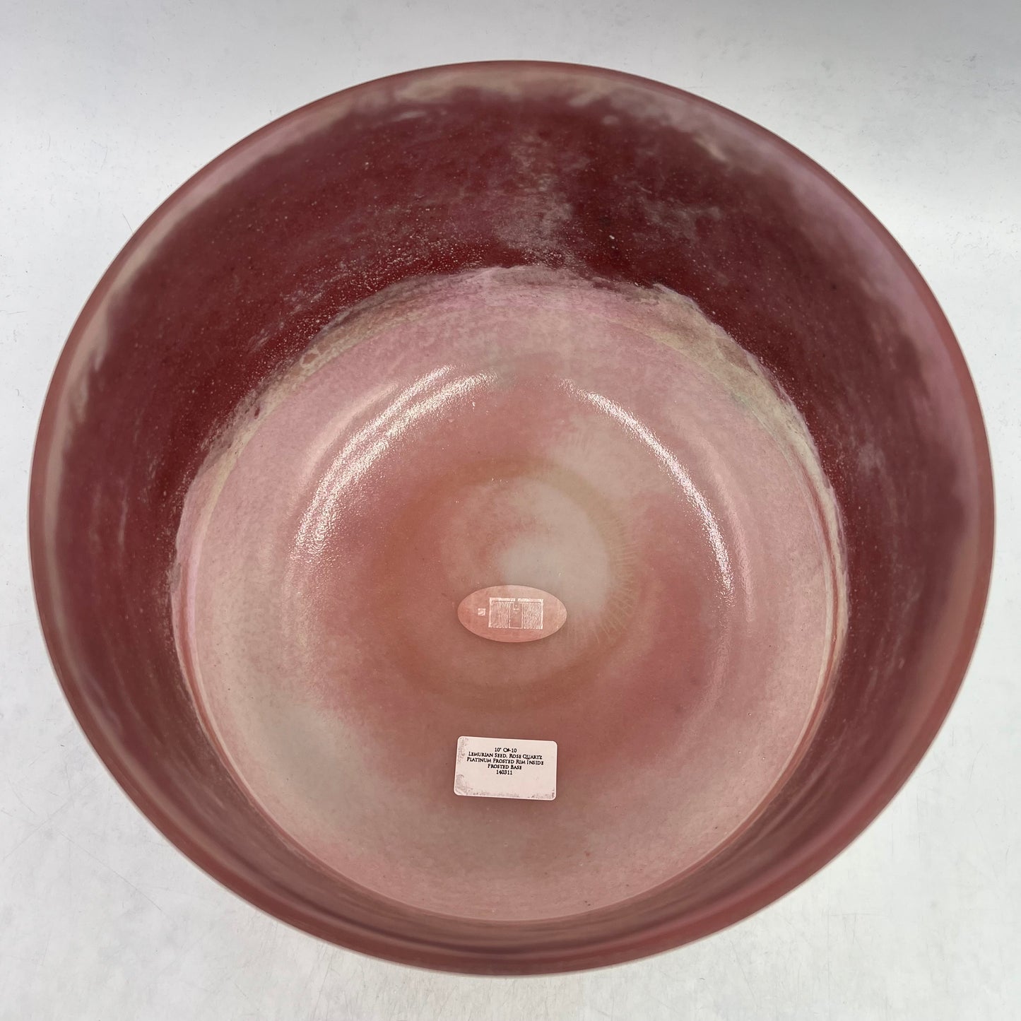 10" C#-10 LEMURIAN SEED, ROSE QUARTZ PLATINUM FROSTED RIM INSIDE FROSTED BASE