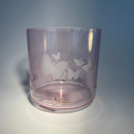 6" A+10 PINK AURA GOLD, W/MEDIUM ETCHED BUTTERFLIES
