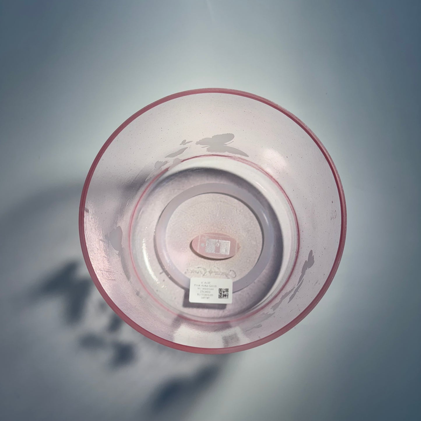 6" A+10 PINK AURA GOLD, W/MEDIUM ETCHED BUTTERFLIES