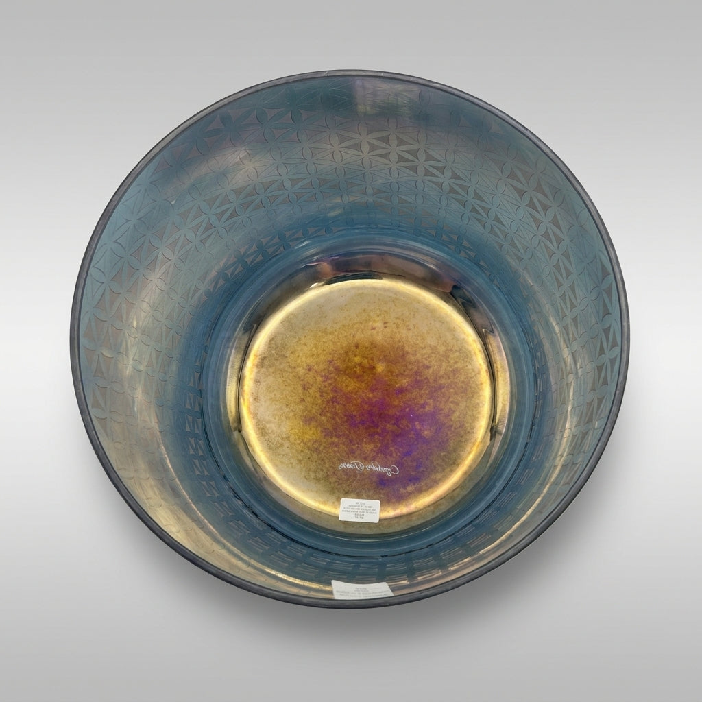 13" F-20 Supergrade Bowl, Archangel Michael, W/ Intricate Etched Flower Of Life