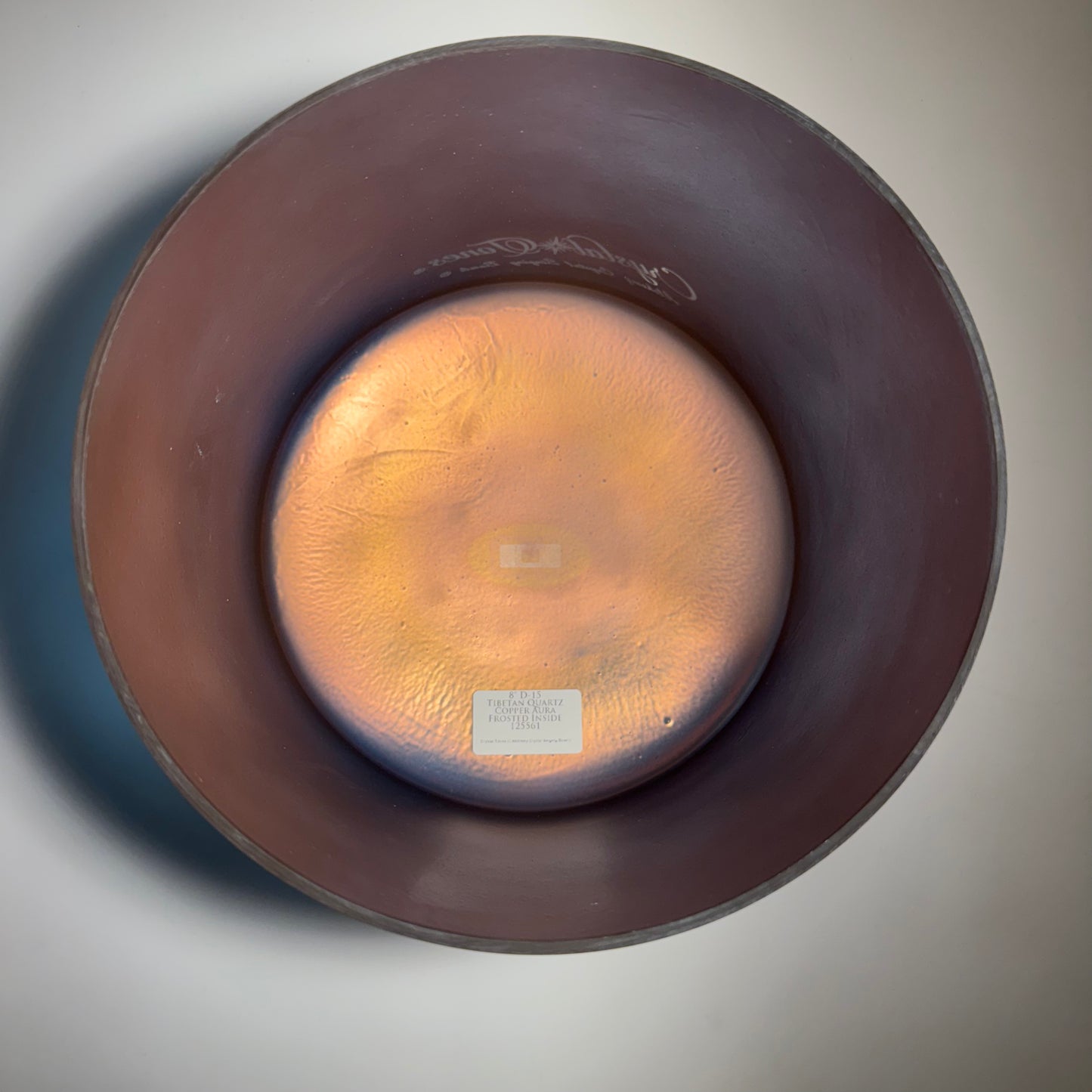 8" D -15 Tibetan Quartz Copper, Aura Frosted (Inside)