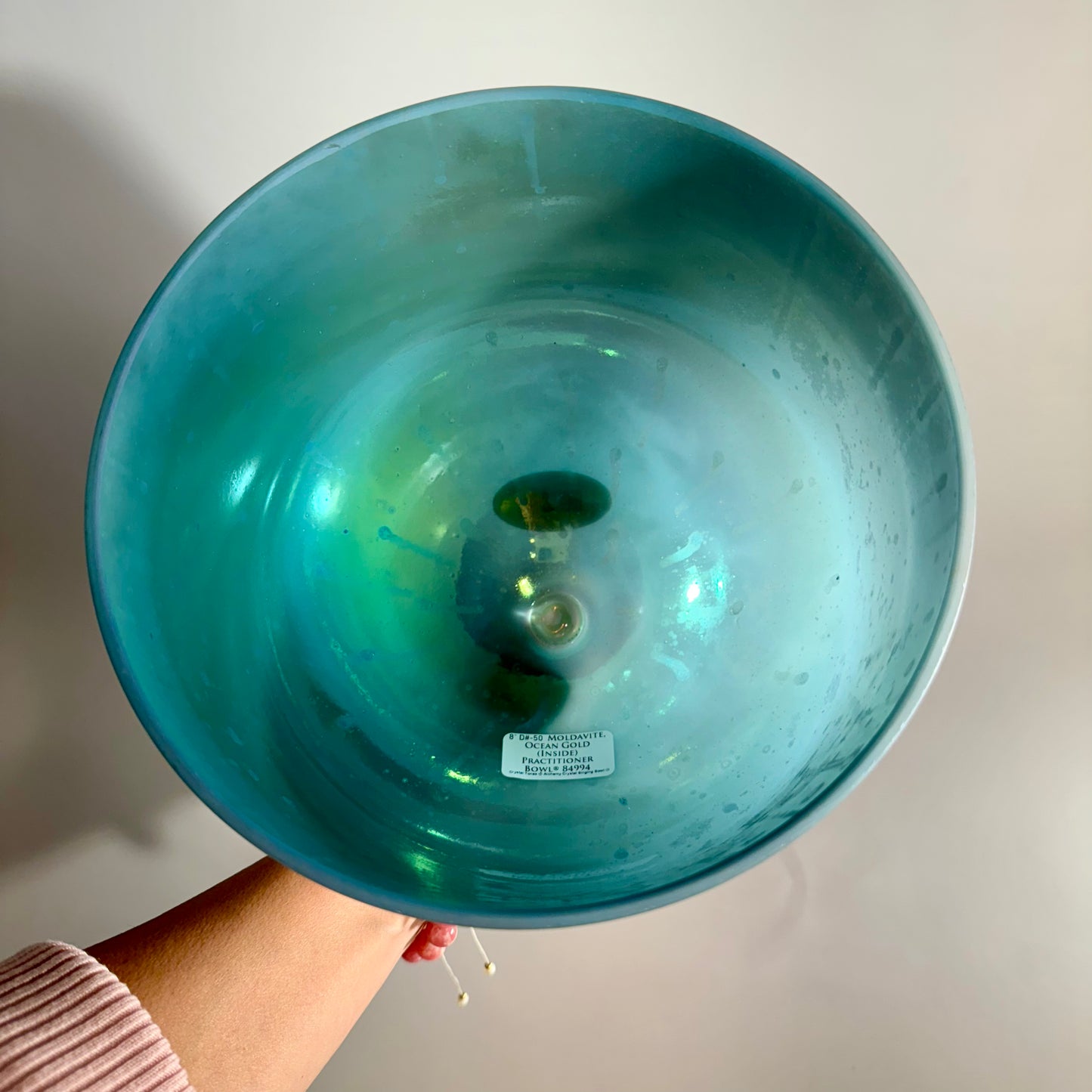 8" D#-50 Moldavite, Ocean Gold (Inside) Practitioner