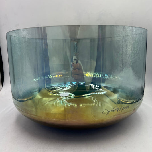 16" A#+30 Supergrade Bowl, Aqua Aura Gold, Tibetan Quartz Copper (Base)