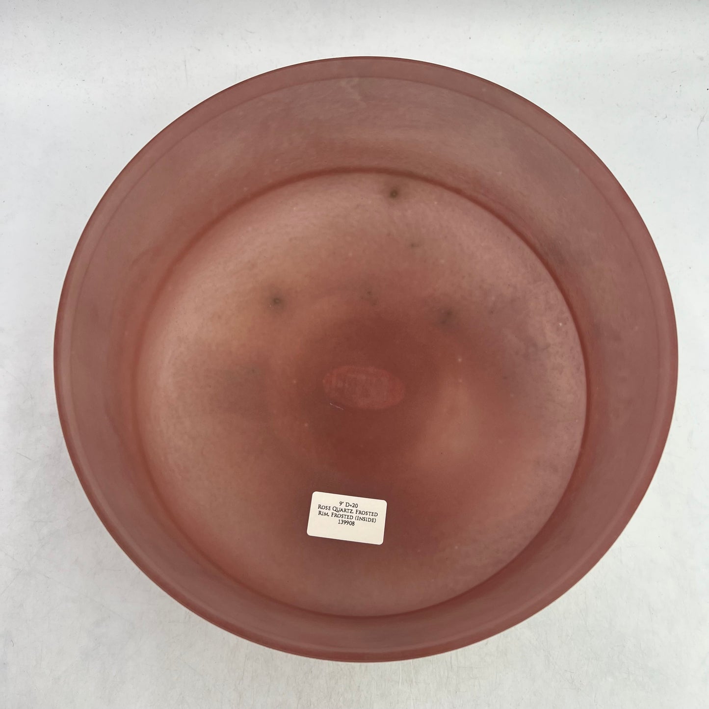 9" D+20 Rose Quartz, Frosted Rim, Frosted (Inside)