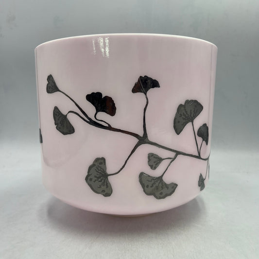 10" G#-45 Pink Ocean Gold W/ Intricate Etched Silver Ginkgo Leaves