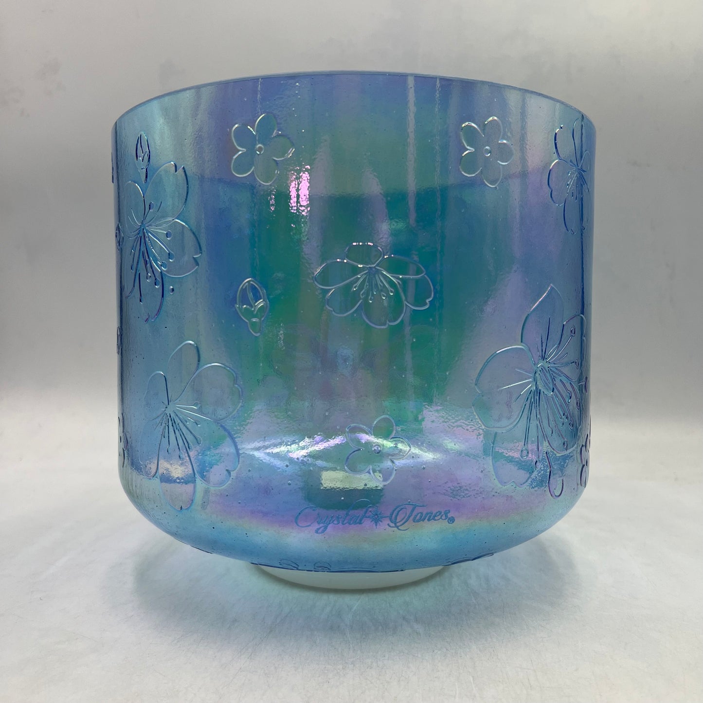 10" G#+45 Indigo, Platinum W/ Intricate Etched Cherry Blossom