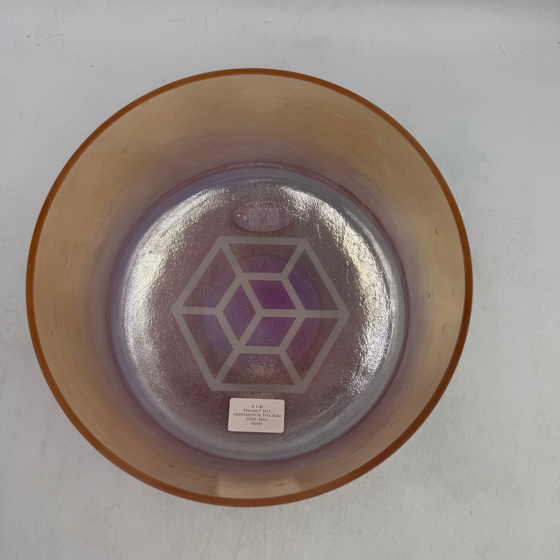 8" Crystal Tones Tesseract Salt Grandmother Singing Bowl - F-45 detail view