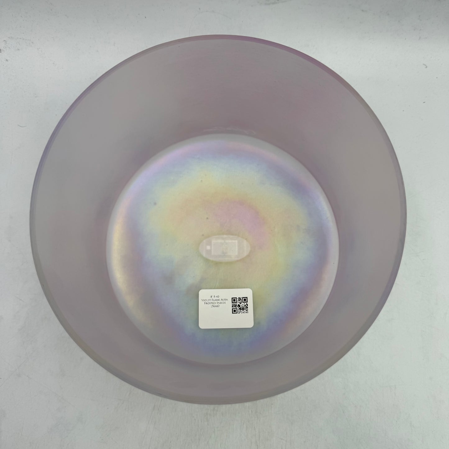 8" F-40 VIOLET FLAME AURA BOWL FROSTED INSIDE