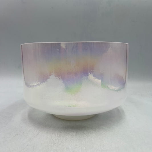 9" D#+5 Dead Sea Salt, Platinum, Pink Aura Gold (Rim), Frosted Inside