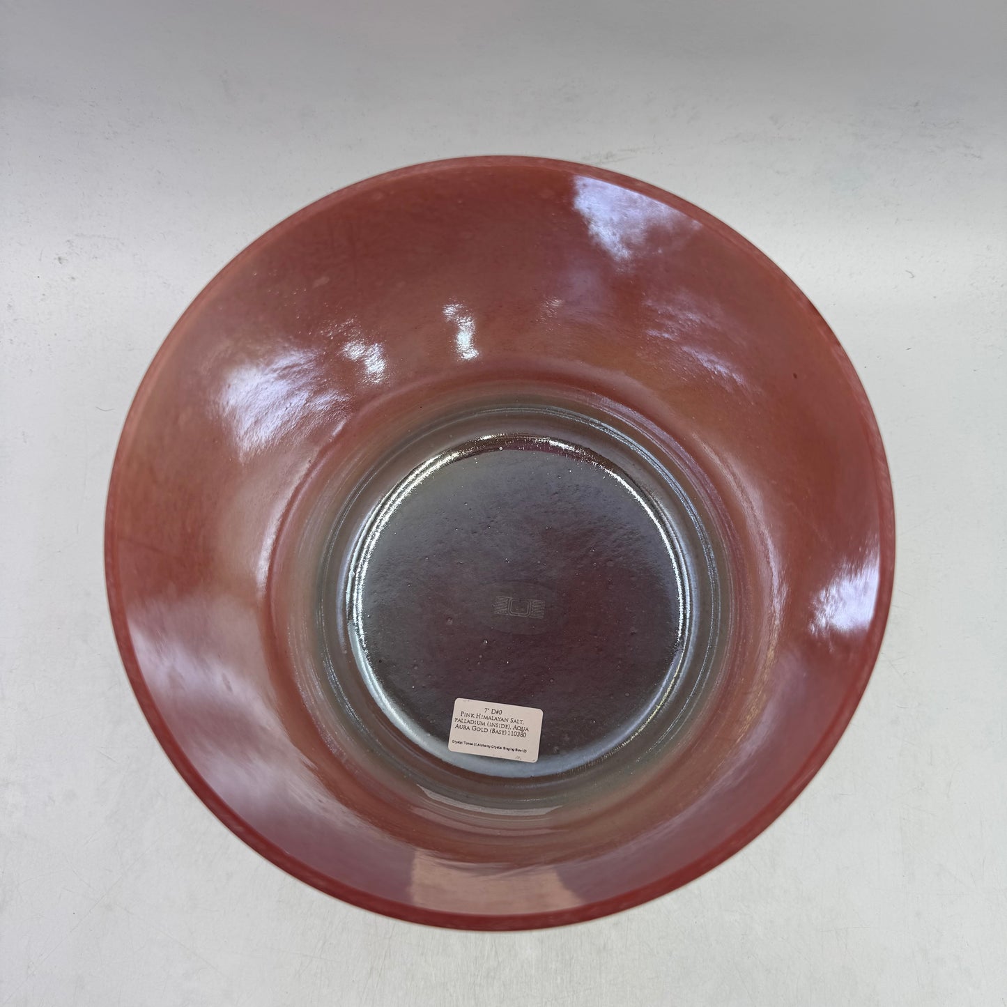 7" D#0 PINK HIMALAYAN SALT, PALLADIUM (INSIDE), AQUA AURA GOLD ( BASE)