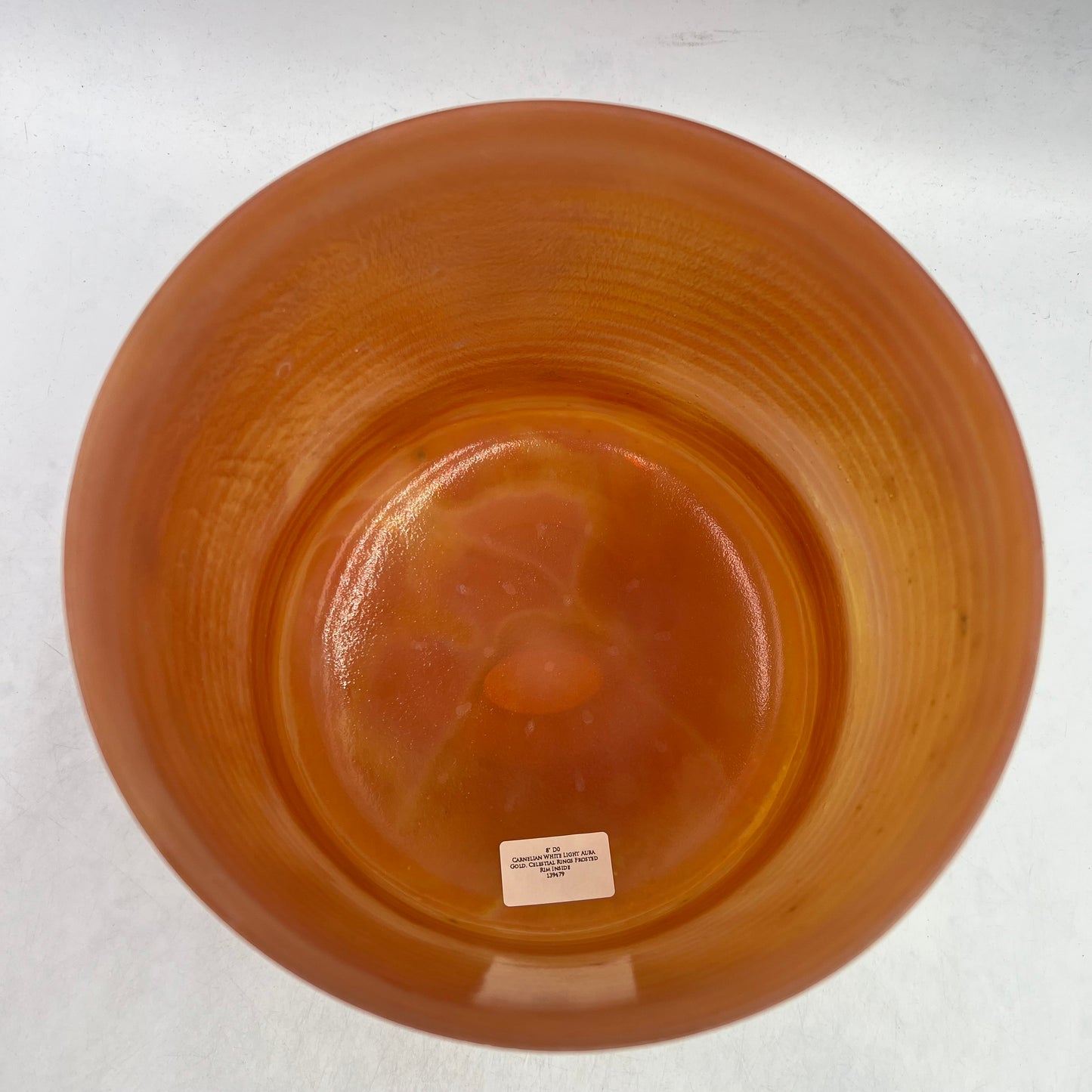 8" D0 Carnelian White Light Aura Gold, Celestial Rings Frosted rim Inside