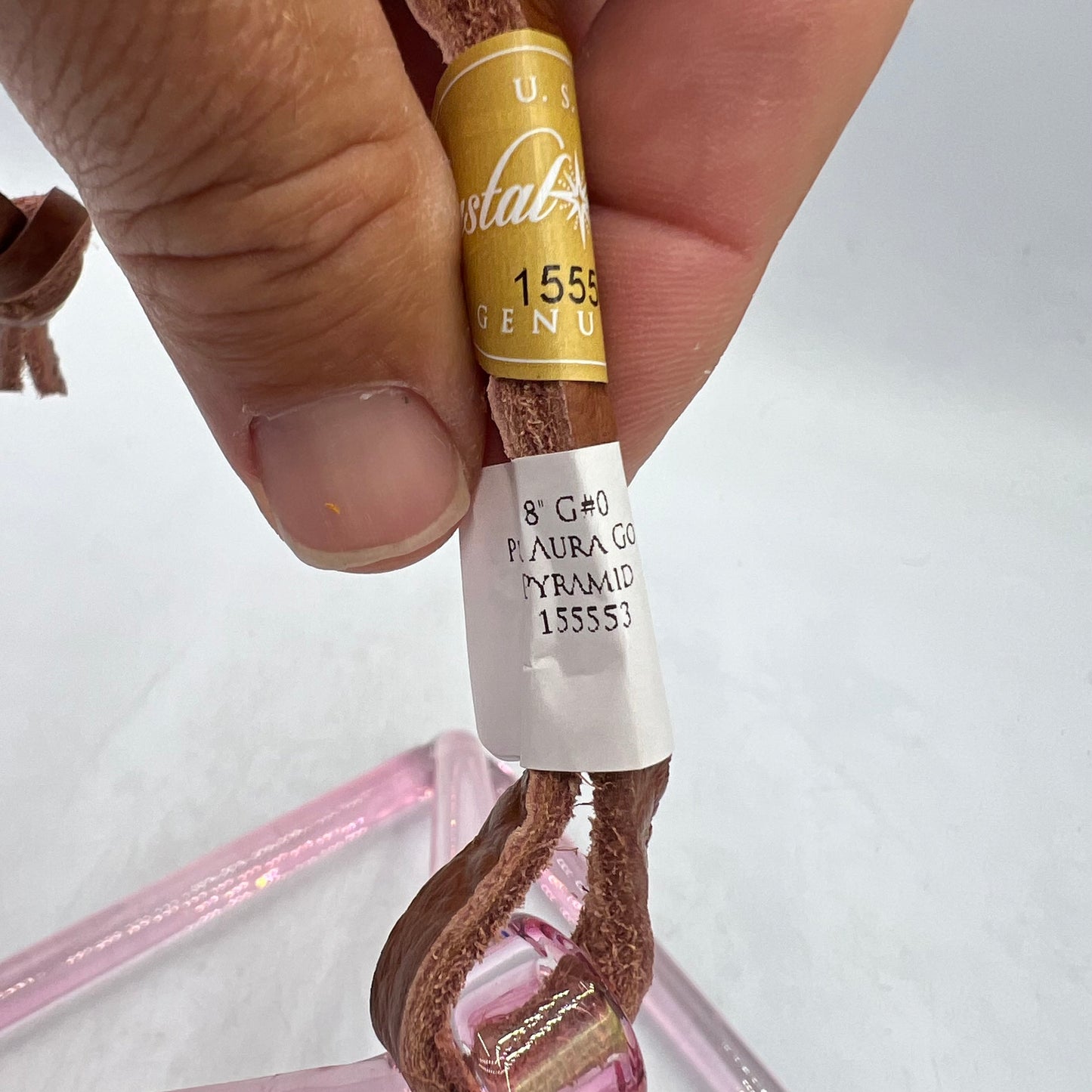 8" G#0 PINK AURA GOLD PYRAMID