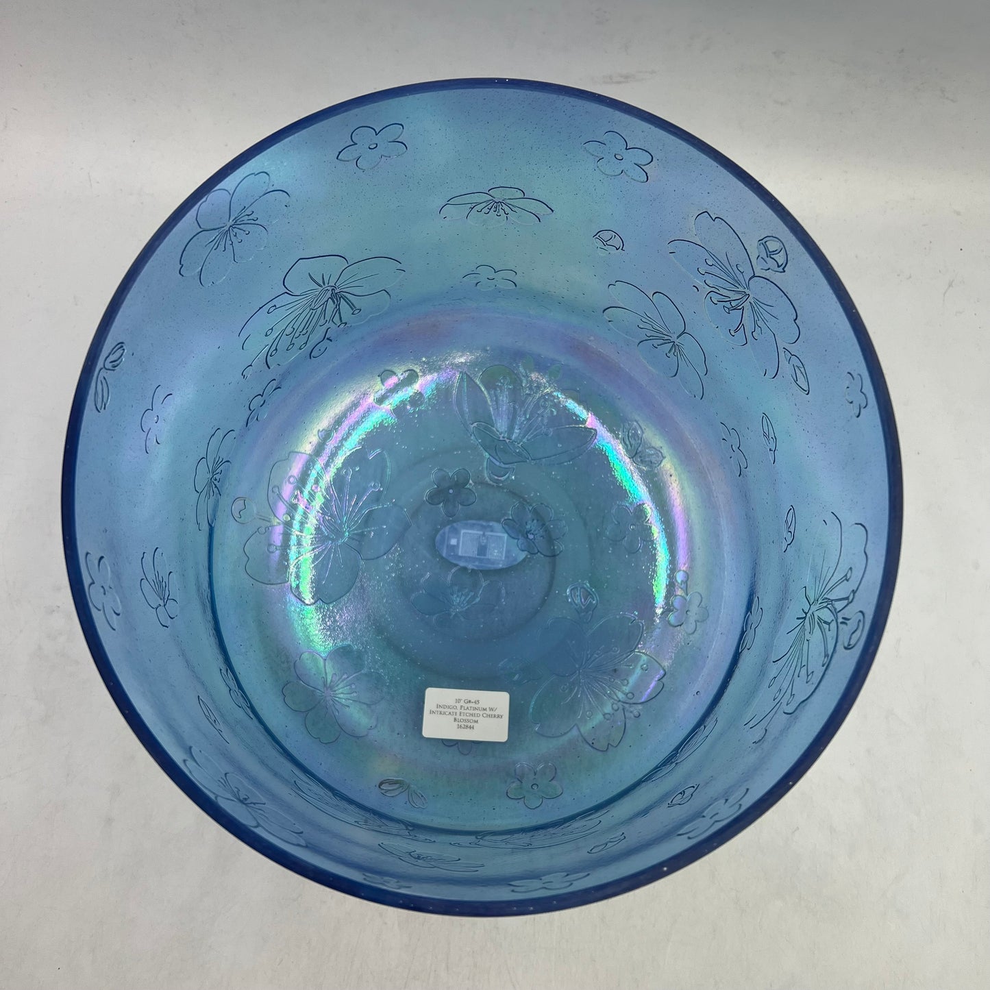 10" G#+45 Indigo, Platinum W/ Intricate Etched Cherry Blossom