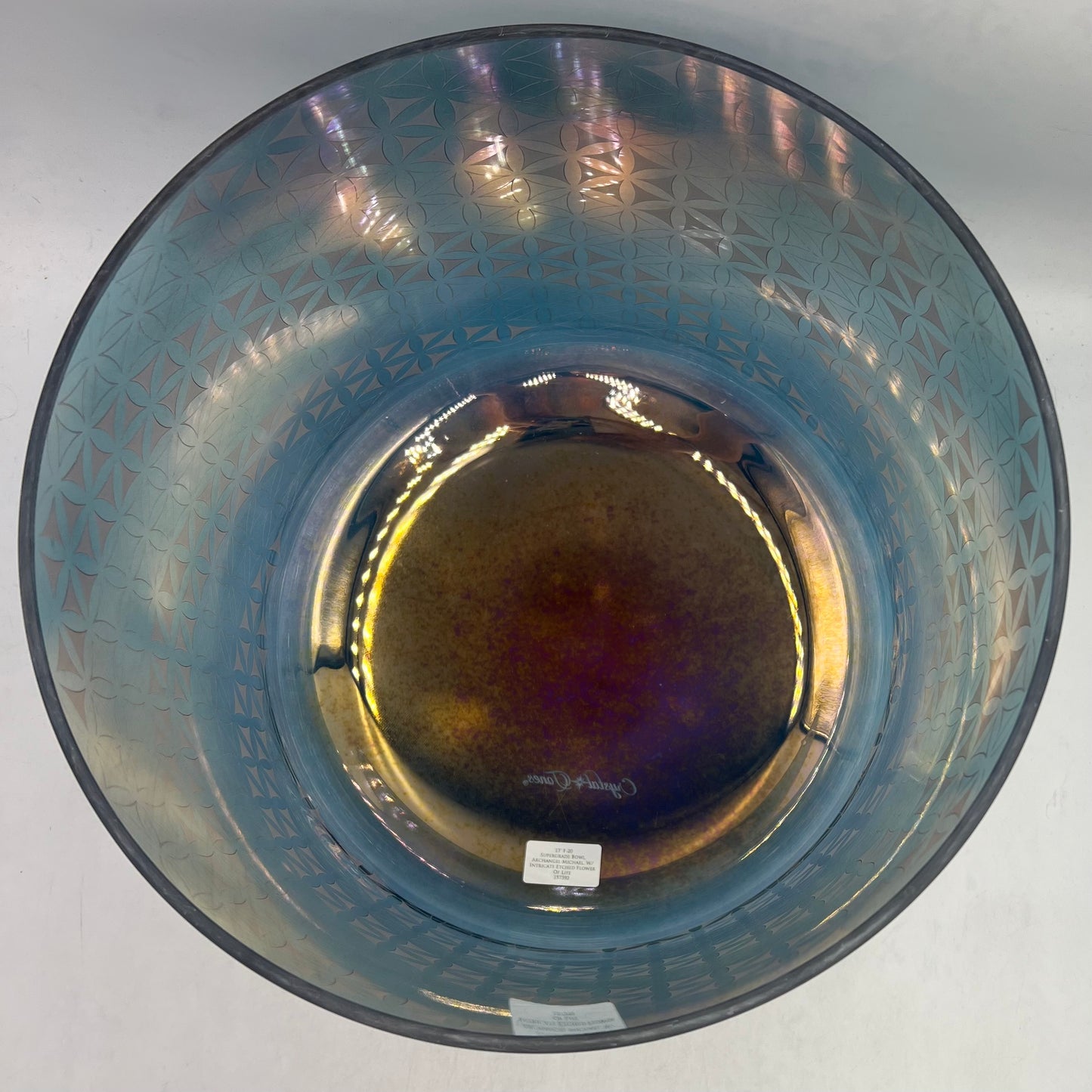 13" F-20 Supergrade Bowl, Archangel Michael, W/ Intricate Etched Flower Of Life